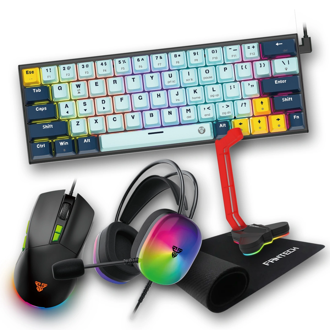 Fantech Bundle 3 Gaming Accessories - MP64 Mouse Pad + VX6 GAMING MOUSE + MK874V2 MECHANICAL KEYBOARD + HG29 7.1 SURROUND SOUND HEADSET + AC3001S RGB HEADSET STAND