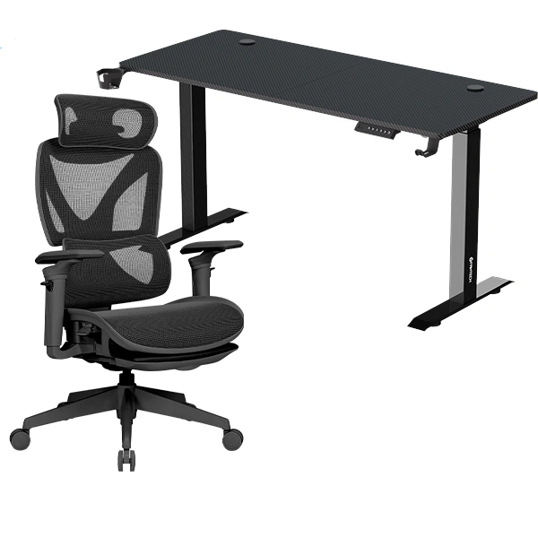 Fantech Workstation CW2 Denver Executive Ergonomic Office Chair Black + GD914 ADJUSTABLE RISING DESK