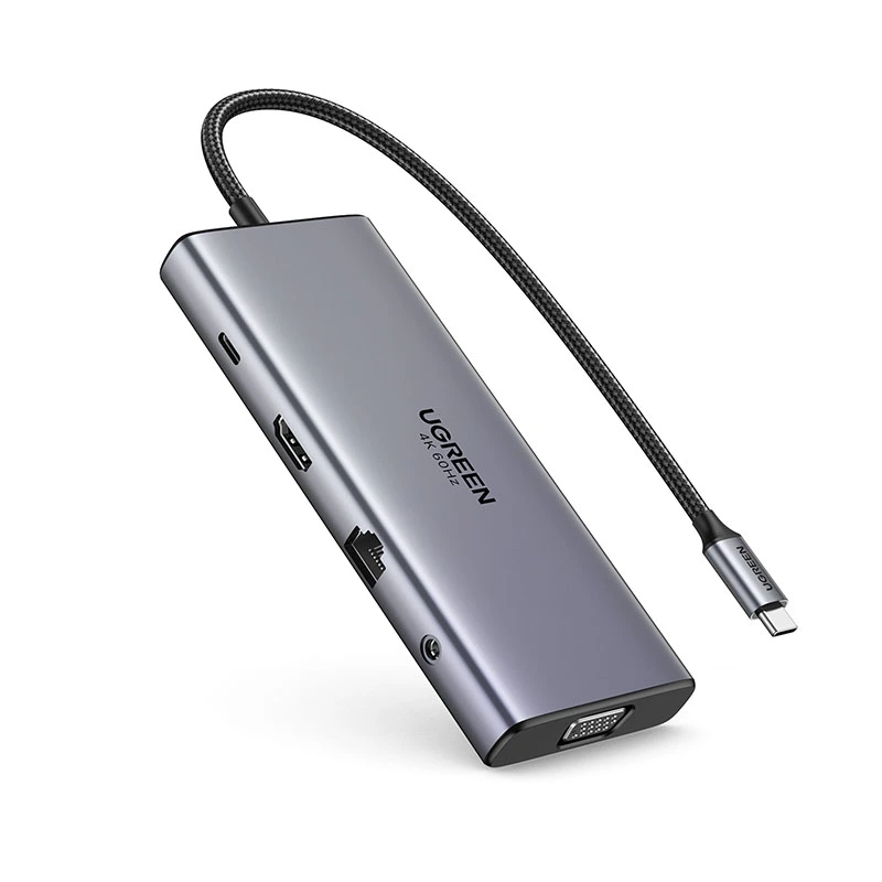 UGREEN 45520 USB-C DOCKING 11-IN-1 REVODOK HUB HDMI 4K 60HZ, GIGABIT ETHERNET, 100W PD, 3.5MM AUDIO JACK, VGA FHD 60HZ, SDTF CARD SLOTS, TRANSFER SPEED UP TO 10GBPS