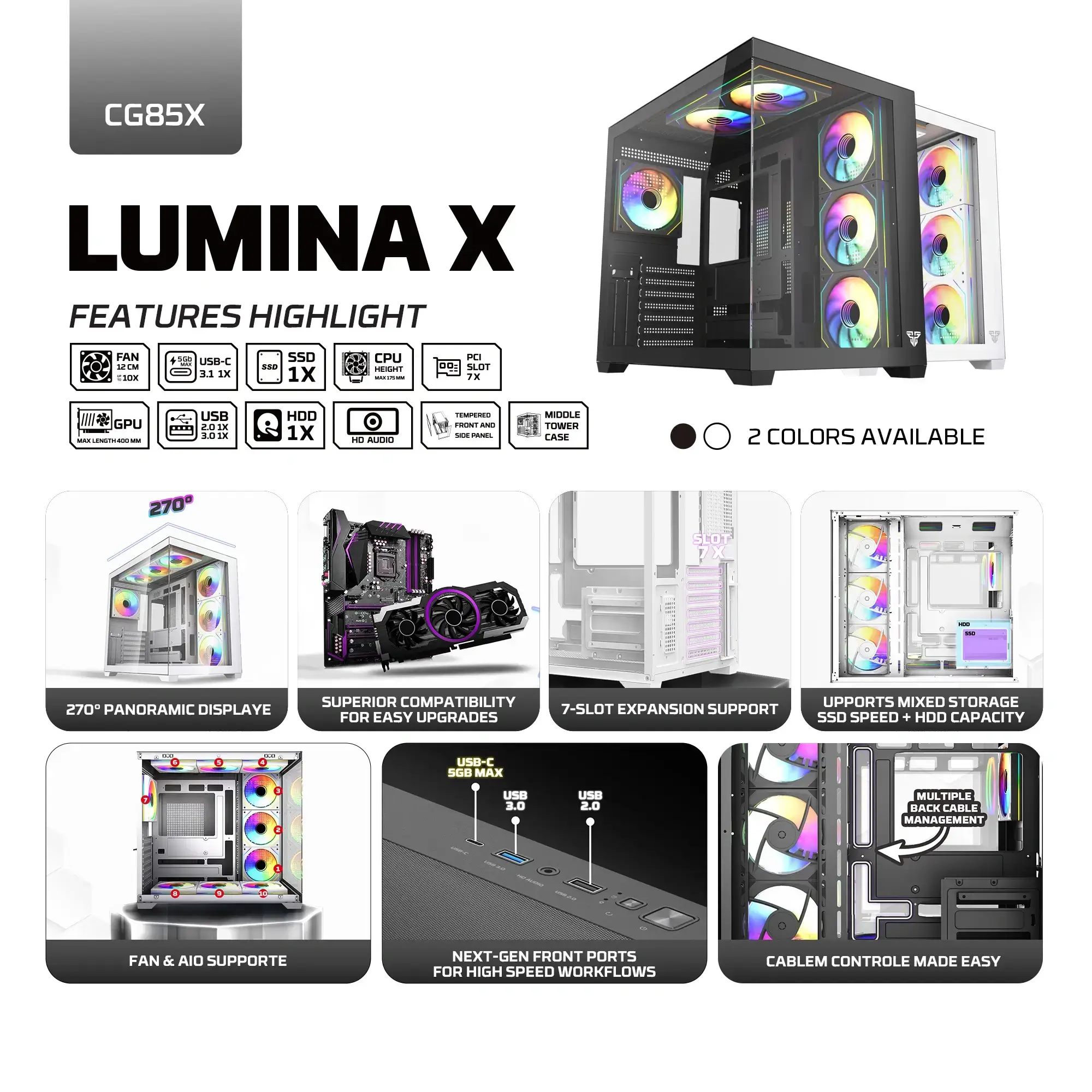 Fantech CG85X Lumina X Gaming Case