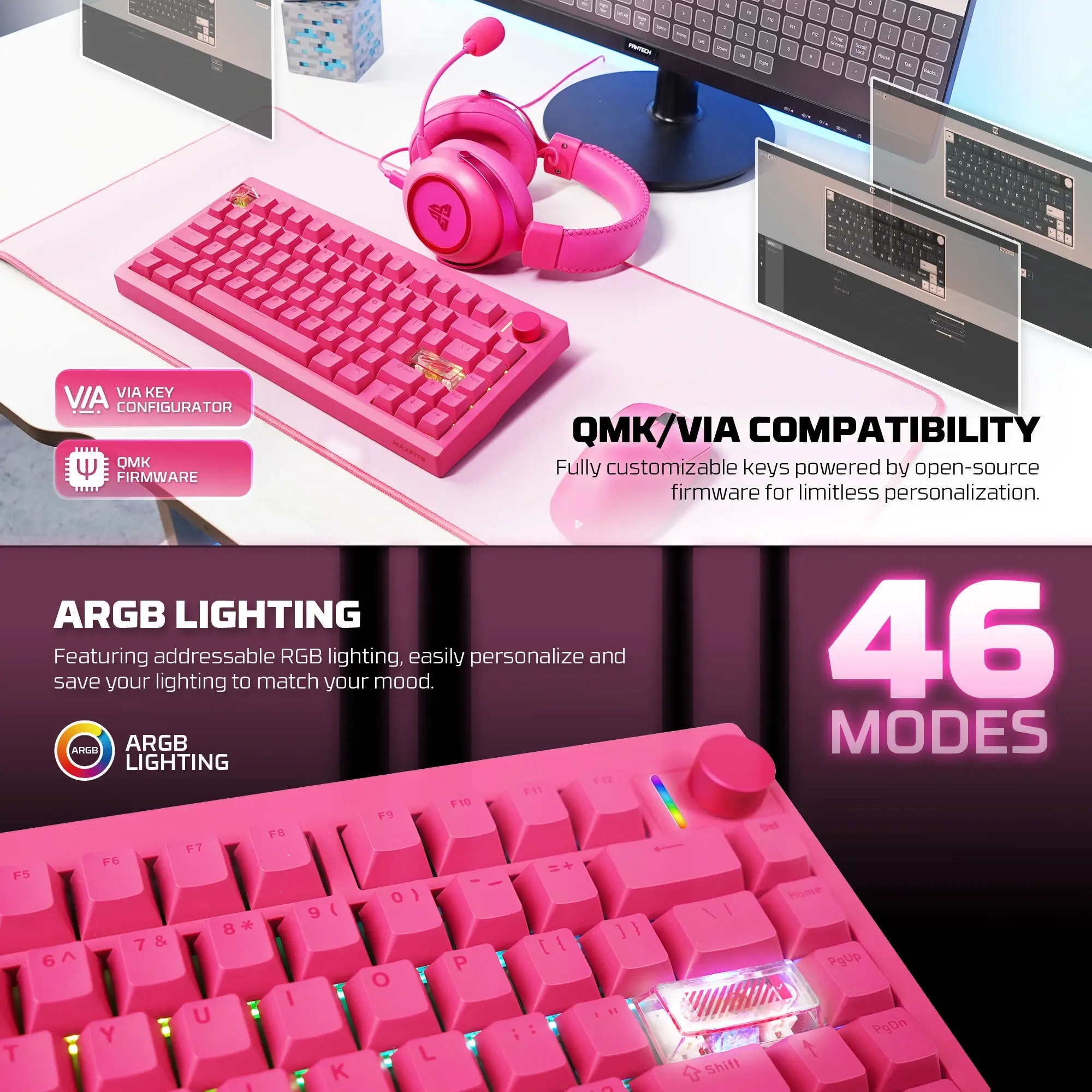 FANTECH MK921 MAXFIT8 QMK Wireless Mechanical Gaming Keyboard